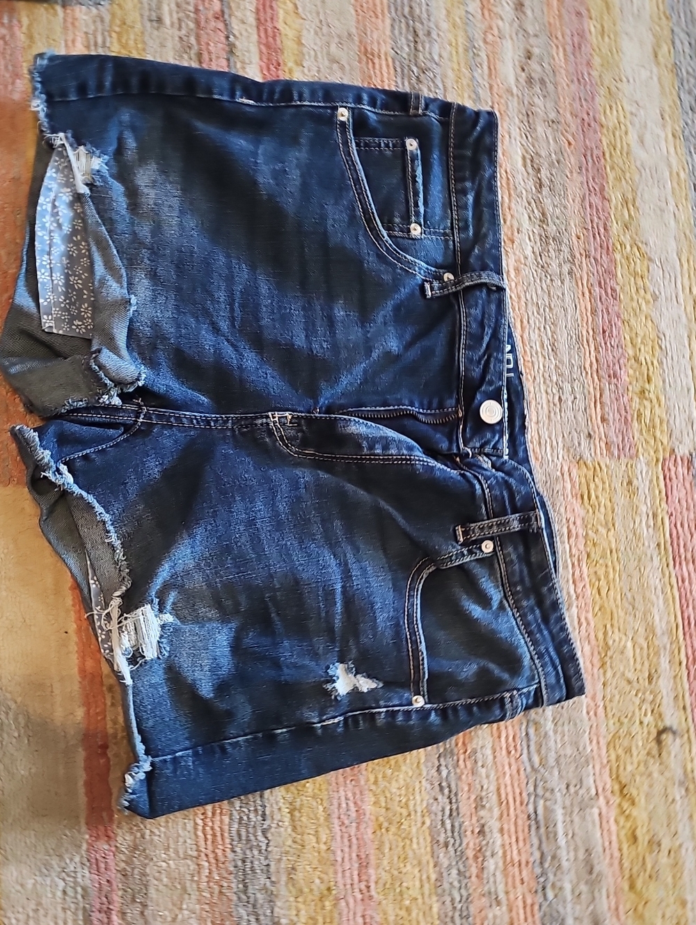 No Boundaries Dark Blue Distressed Jean Shorts